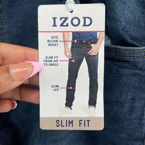 IZOD Men’s Slim Fit Ultra Soft Flex Stretch Jeans Vespa Blue 42x34 NWT - Picture 13 of 16